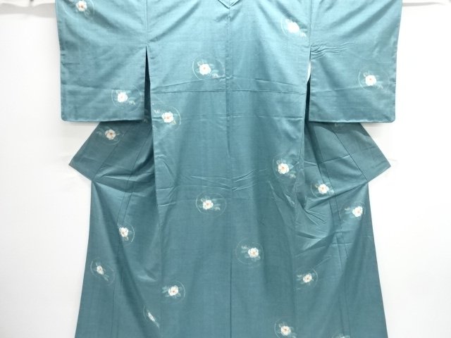 JAPANESE KIMONO / TSUMUGI / WOVEN FLOWER